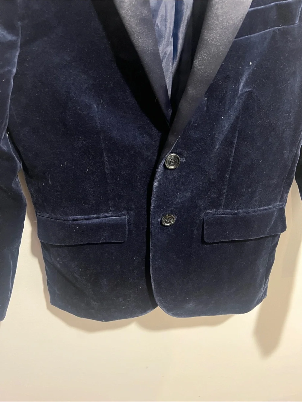 Boys Crewcuts Navy Velvet Blazer - Classic Two-Button Jacket Size 12